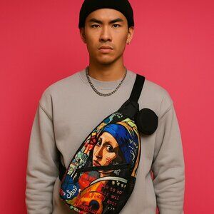 Pop Art Graffiti Crossbody Sling Bag – Girl with a Pearl Earring – Streetwear